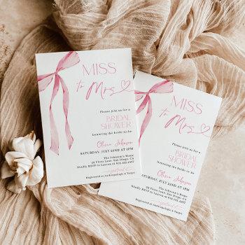 pink bow bridal shower invite | boho ribbon bridal