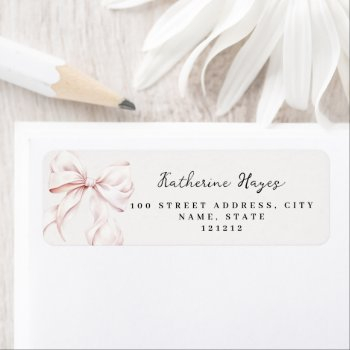 pink bow bridal shower return address label