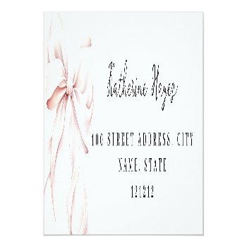 Pink Bow Bridal Shower Return Address Label Front View