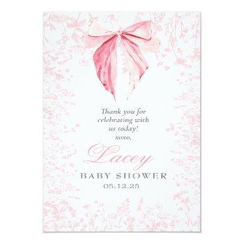 Pink Bow Favor Tag Front View