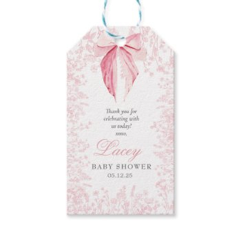 pink bow favor tag