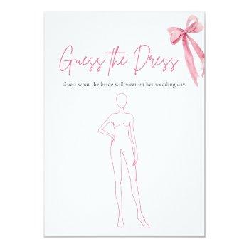 Pink Bow Guess The Dress Bridal Shower Game Invitation Front View