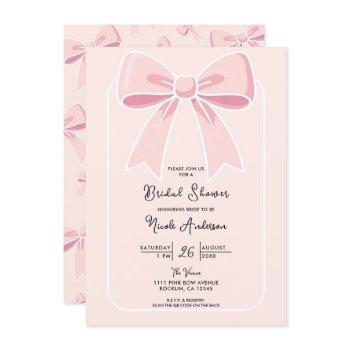 pink bows cute coquette cottage chic bridal shower invitation