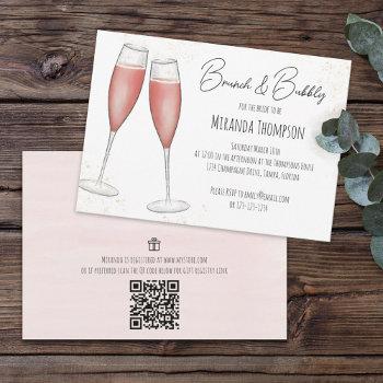 pink bridal brunch shower qr code gift registry invitation