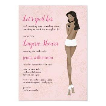 Pink Bride In Her Panties Lingerie Shower Invitation Front View