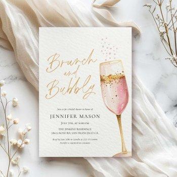 pink brunch and bubbly bridal shower invitation