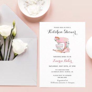 pink cake mixer kitchen bridal shower invitation