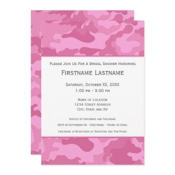 pink camo bridal shower or engagement party invitation