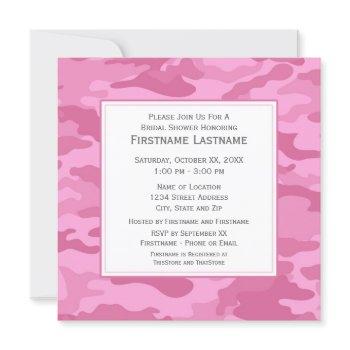 pink camo bridal shower or engagement party invitation