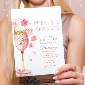 pink champagne floral bridal shower invitation