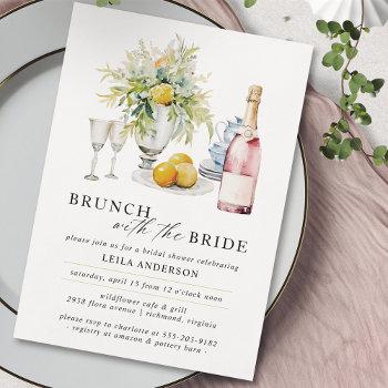 pink champagne or wine | cute brunch bridal shower invitation