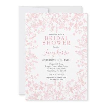 pink chinoiserie floral bridal shower invitation,  invitation