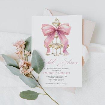 pink coquette bow bridal shower invitation