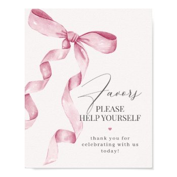 pink coquette bow favors party decor sign