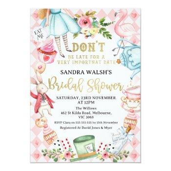 Pink Diamond Don't Be Late Bridal Shower  Invitation Front View