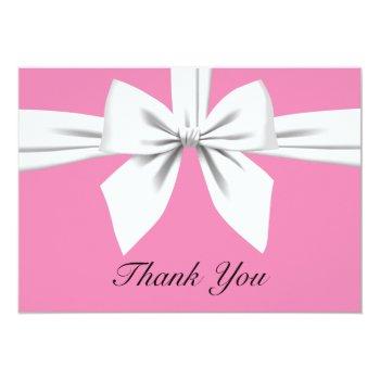 Pink Elegant Tiffany Pearls Fancy Party Stationery Thank You Card Front View