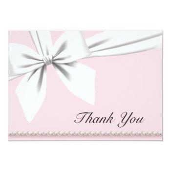 Pink Elegant Tiffany Pearls Fancy Thank You Cards Front View