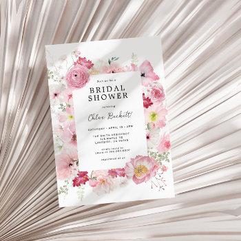 pink floral bridal shower invitation