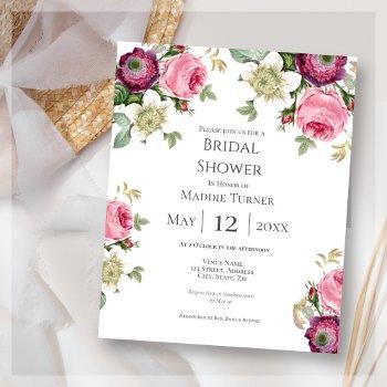 pink floral | bridal shower invitation