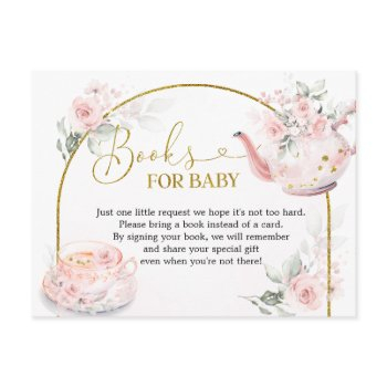 pink floral bridal shower tea party books for baby invitation postcard