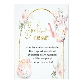 Pink Floral Bridal Shower Tea Party Books For Baby Invitation Postcard Front View