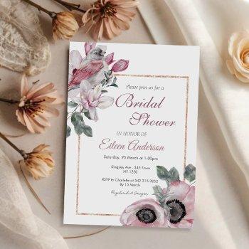 pink floral garden bridal shower invitation