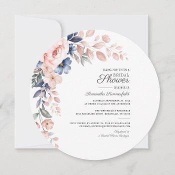 pink floral modern watercolor bloom bridal shower invitation