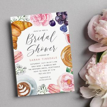 pink floral peony bridal shower brunch invitation