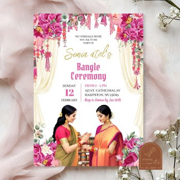 pink fuchsia india bangle choora ceremony invitation