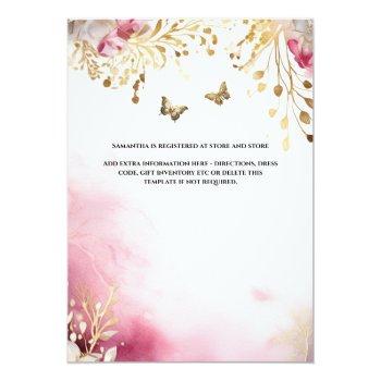 Pink Gold Bride To Be Ballgown Luxury Dress Floral Invitation Front View