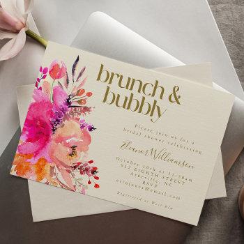 pink gold watercolor floral bridal shower brunch  invitation
