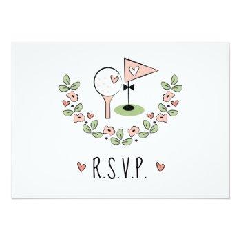 Pink Golf Ball And Bowtie Pin Rsvp Cards Front View