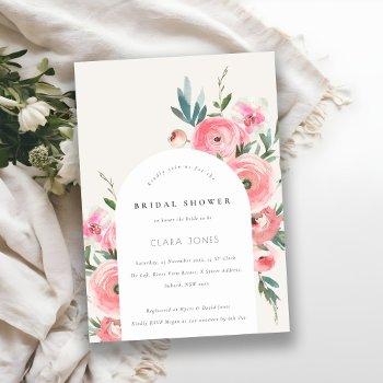 pink green rose orchid arch floral bridal shower invitation