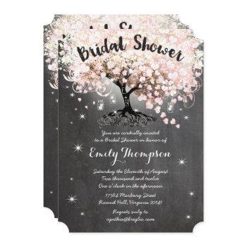 pink heart leaf tree bridal shower invite