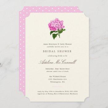 pink hydrangea grandmillennial bridal shower invitation