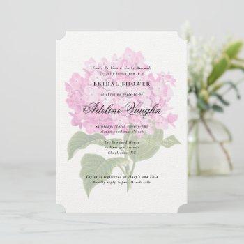 pink hydrangea grandmillennial bridal shower invitation