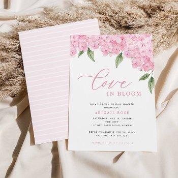 pink hydrangea love in bloom bridal shower invitation