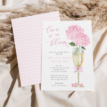 pink hydrangea love is in bloom bridal shower invitation