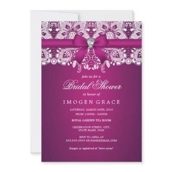 pink lace & bow bridal shower invitation