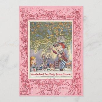 pink mad hatter's tea party bridal shower invitation