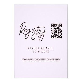 Pink Modern Qr Code Wedding Registry Custom Enclosure Card Front View