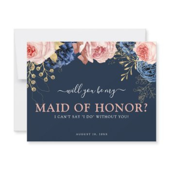 pink & navy floral | will you be my maid of honor?