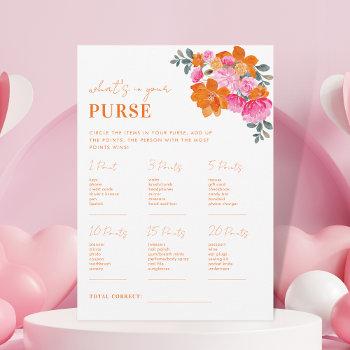 pink orange whats in your purse bridal shower game invitation