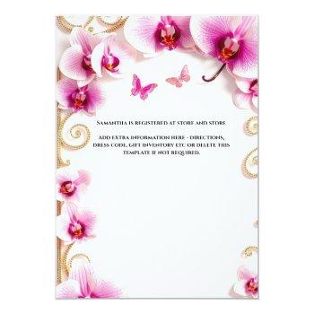 Pink Orchid Ballgown Floral Flowers Bride To Be Invitation Front View