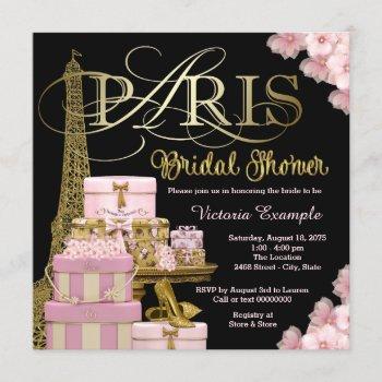 pink paris bridal shower invitation