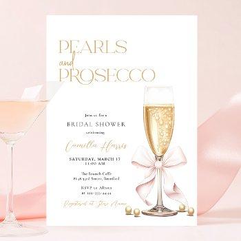 pink pearls & prosecco brunch bridal shower  invitation