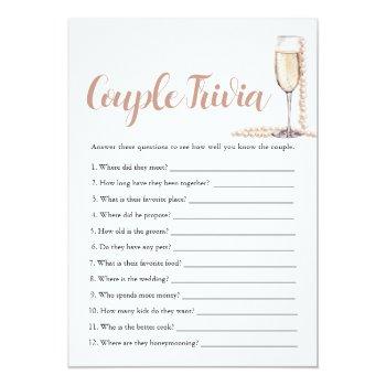 Pink Pearls & Prosecco Couple Trivia Bridal Game Invitation Front View