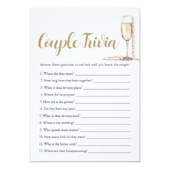 Pink Pearls & Prosecco Couple Trivia Bridal Game Invitation Front View
