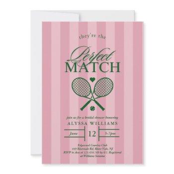 pink perfect match tennis bridal shower invitation