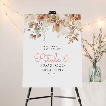 pink petals and prosecco bridal shower foam board